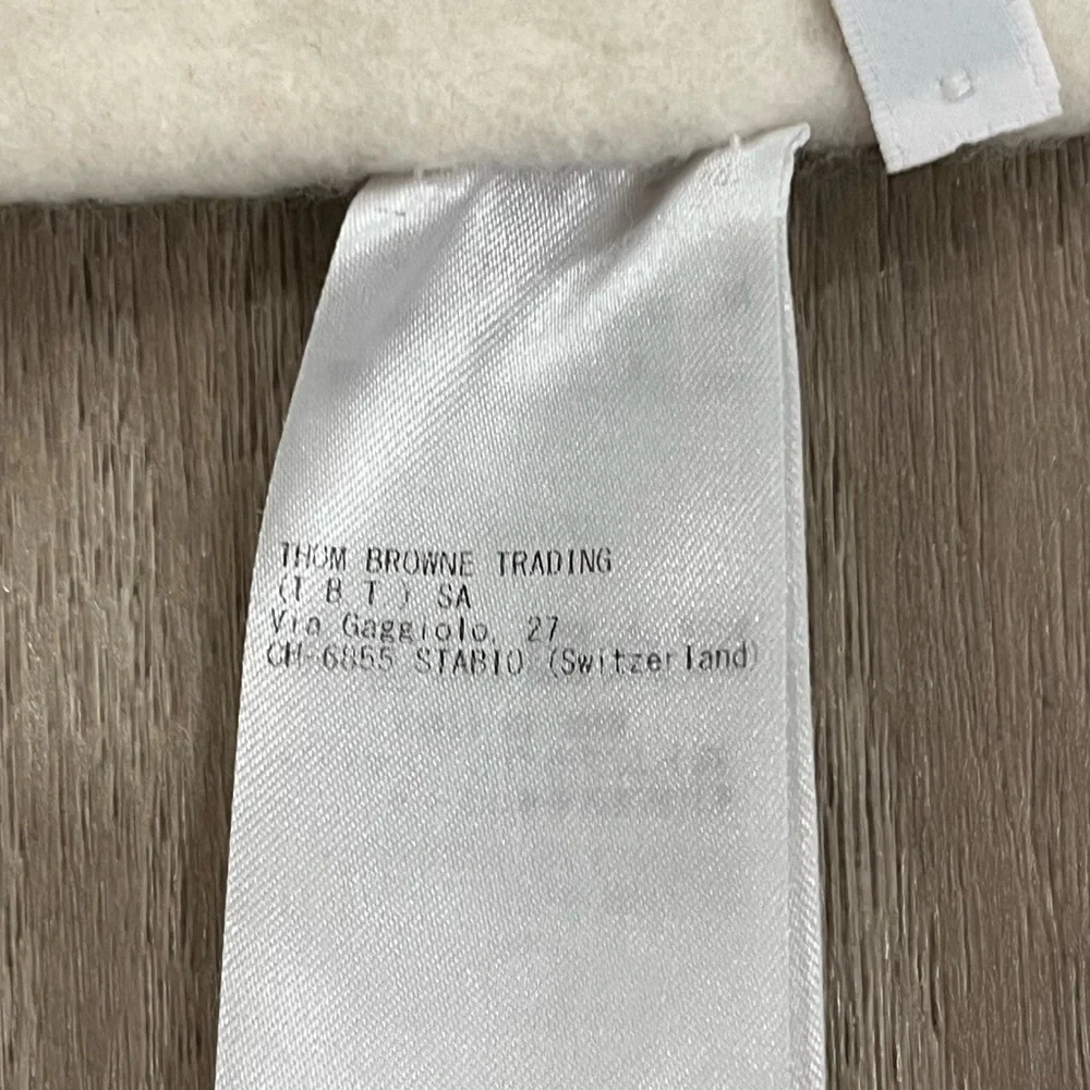 Thom Browne White Jersey Stitch Superfine Merino Wool Intarsia Stripe Scarf READ